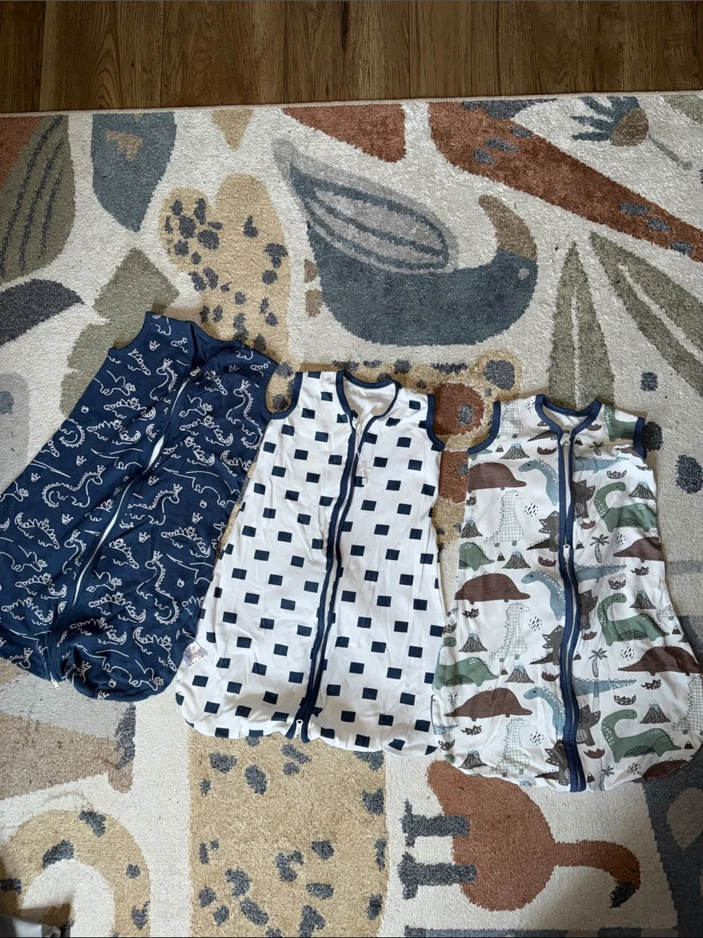 YOOFOSS Sleeveless Zip Sleep Sacks - Navy, White & Multicolor Dino Set